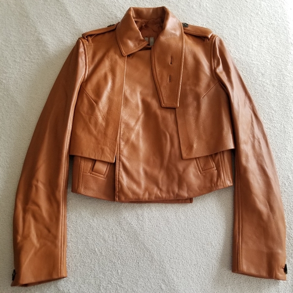 SOLD ⭐2XHOST PICK⭐ RICK OWENS Rust Cropped Lambskin Leather Jacket - Picture 5 of 16
